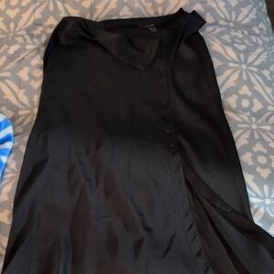 Forever 21 Black Satin Button Skirt Like New